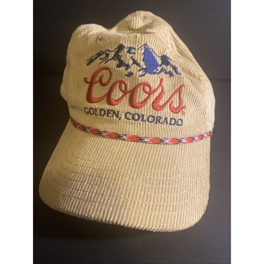 Coors Banquet Beige Corduroy Rope Snapback Hat Vintage Style Beer Cap
